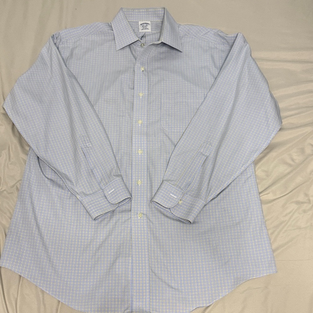 Brooks Brothers Light Blue Checkered Dress Shirt